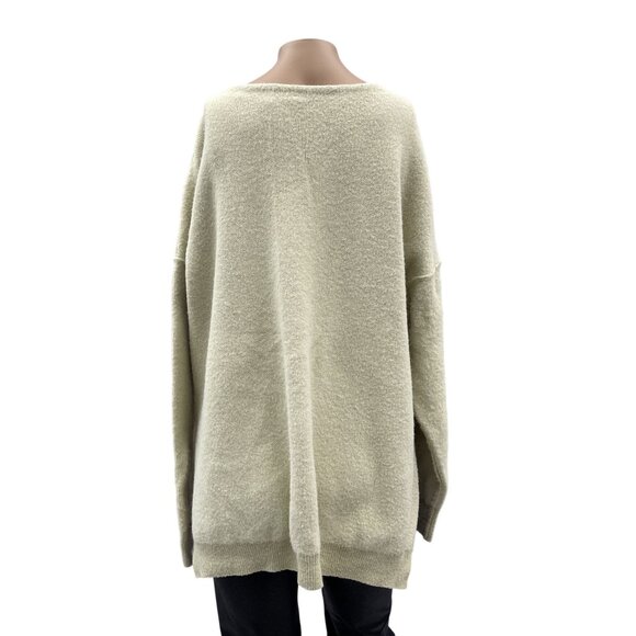 Free People Ivory Oversized V-Neck‎ Sweater 100% Nylon Soft Knit XS-M - Picture 2 of 11